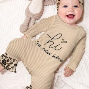 Newborn Leopard Print Ruffle Romper Set