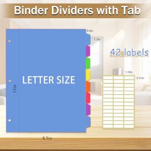 8 Tab Write & Erase Binder Dividers – Rainbow Colors, 6 Sets
