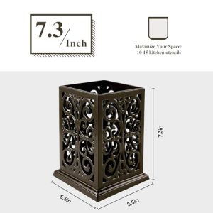 jogreful Cast Iron Kitchen Utensil Holder, Coffee Gold