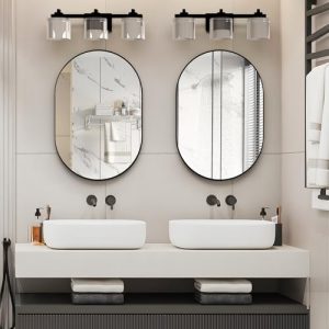 NEUWEABY 20″x30″ Black Oval Vanity Mirror