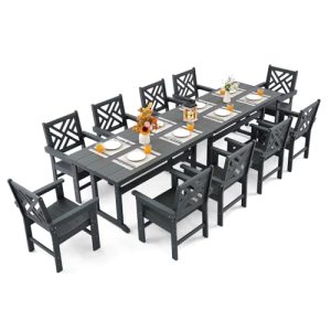 AXMOLM 12-Piece HDPE Outdoor Dining Set for 10