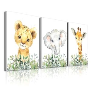 Baby Safari Nursery Wall Decor - Set of 3 Canvas Prints