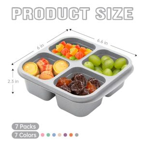 7-Pack Bento Lunch Boxes – 4 Compartment Snack