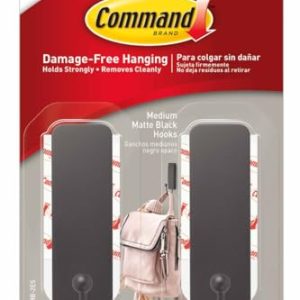 Command Medium Matte Black Wall Hooks – 2 Pack