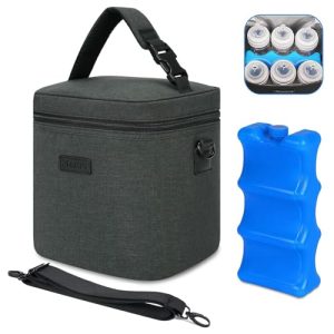 Mancro Insulated Breastmilk Cooler Bag - 6 Bottle Capacity + Ice Pack