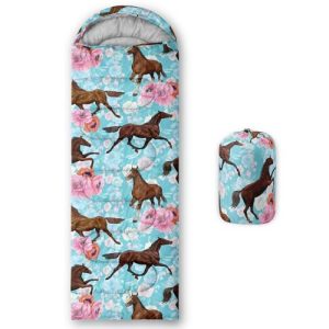 QOOMO Floral Wild Horses Sleeping Bag – 3 Season Camping