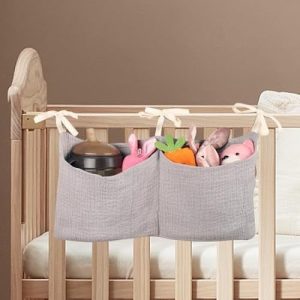 zonBroth Cotton Bedside Organizer Bag for Cribs & Dorms