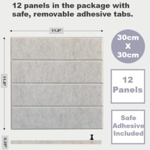 12-Pack Large Felt Wall Tiles | Removable Adhesive