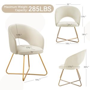 Furniliving Velvet Vanity Chair – Gold Legs & Curved Back