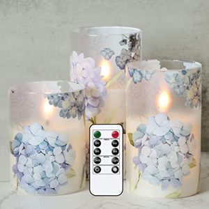 Wondise Glass Flameless Candles with Remote & Timer (Set of 3)