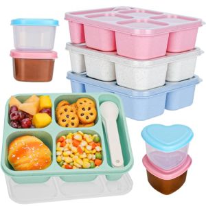 QUMMFA 4-Pack 4-Compartment Kids Bento Box Set