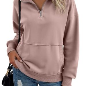 SHEWIN Women’s Half-Zip Pullover Sweatshirt – Trendy Fall