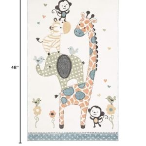 SAFAVIEH Kids Carousel Accent Rug: 2’3″x4′ Animal