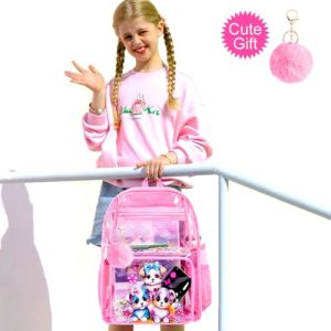 Cute Pink Dog Clear Backpack Set for Girls – 3PCS