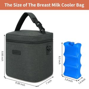 Mancro Insulated Breastmilk Cooler Bag – 6 Bottle Capacity + Ice Pack