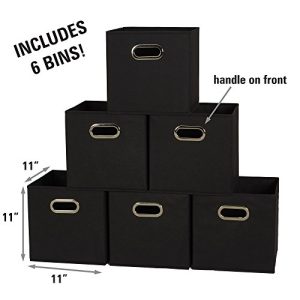 Household Essentials 6-Pack Foldable Fabric Storage Bins, Black