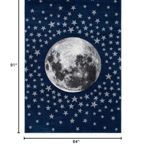 SAFAVIEH Kids Carousel Area Rug: Navy/Grey, 5’3″x7’6″