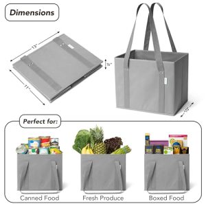 BagGroup Reusable Grocery Bags – 4 Pack Durable, Foldable