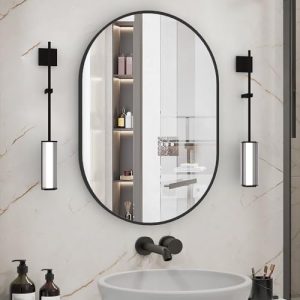 NEUWEABY 20"x30" Black Oval Vanity Mirror
