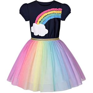 Girls' Navy Blue Rainbow Tulle Birthday Party Dress Size 7