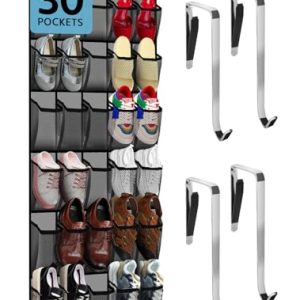 PAULONE 30-Pocket Over Door Shoe Organizer - Gray
