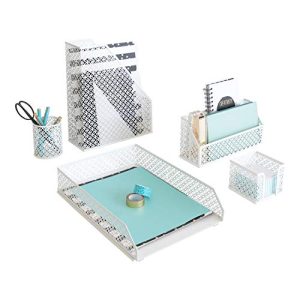 BLU MONACO White 6-Piece Desk Organizer Set