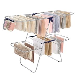 SONGMICS 2-Tier Foldable Clothes Drying Rack