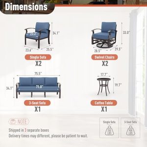 Kurapika 7-Seat Modern Aluminum Patio Furniture Set