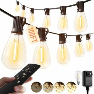 100FT LED Outdoor String Lights with Remote Control