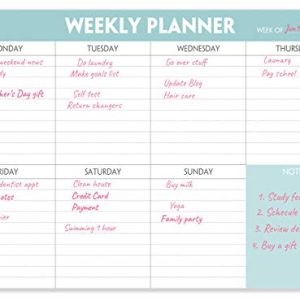 Undated Weekly Planner Notepad – Tear Off Pad (10×7 in)