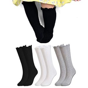 EPEIUS Baby Knee High Socks - 3 Pairs Ruffled