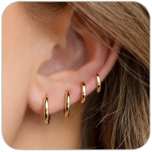 4 Pairs Small 14K Gold Plated Huggie Hoop Earrings Set