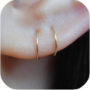 14K Gold Filled Tiny 7mm Hoop Earrings for Piercings