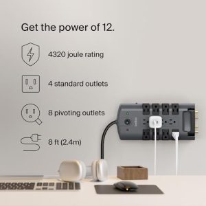 Belkin Surge Protector Power Strip – 12 Outlets, 4320 Joules