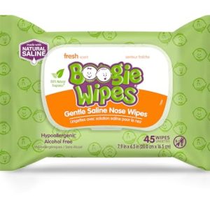 Boogie Saline Nose Wipes for Baby & Kids – 45 Count
