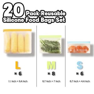 20-Pack Reusable Food Storage Bags – Leakproof & BPA-Free