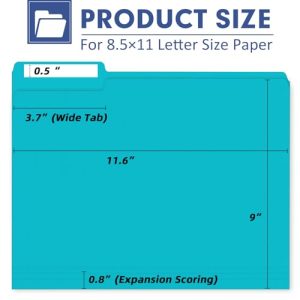 PANDRI 220-Pack Colored File Folders | 1/3 Cut Tab | Letter Size