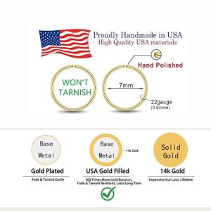 14K Gold Filled Tiny 7mm Hoop Earrings for Piercings