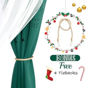 NICETOWN Double Layer Curtains – Hunter Green Sheer Overlay