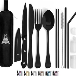 Taplord 10-Pc Portable Travel Silverware Set - Black