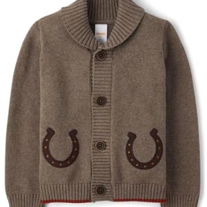 Gymboree Boys’ Toddler Long Sleeve Cardigan – Hazelnut Horse