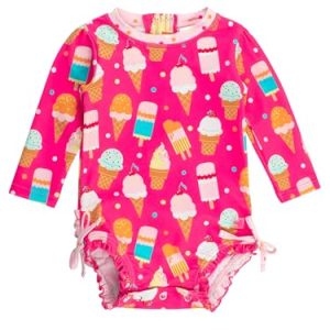 RuffleButts Girls UPF 50+ Rash Guard Swimsuit – Sweet Scoops