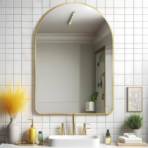 PUZONJIG 24x36 Arched Gold Vanity Mirror