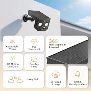 PM POPMAKE 2K Solar Security Camera – Wireless Outdoor