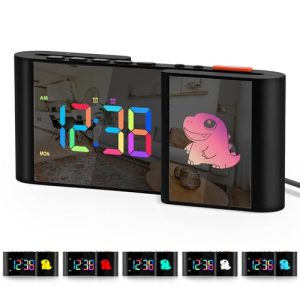 Cartoon Mirror Alarm Clock - RGB, Dual Alarms & USB