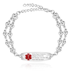 Vivaday Custom Medical Alert Bracelet - Red Icon & Info