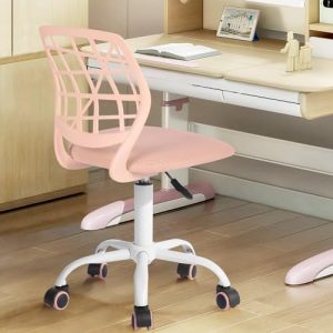 FurnitureR Kids Desk Chair – Mesh, Armless, Rose