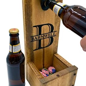 Personalized Wall Mount Bottle Opener with Cap Catcher