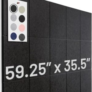 WALLHERO Large Black Felt Cork Board | 15 Wall Tiles