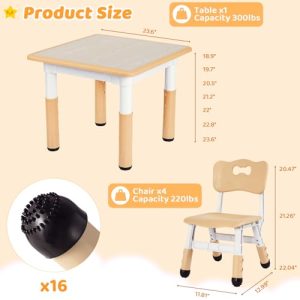 Arlopu Kids Table & Chairs Set – Adjustable & Easy Clean